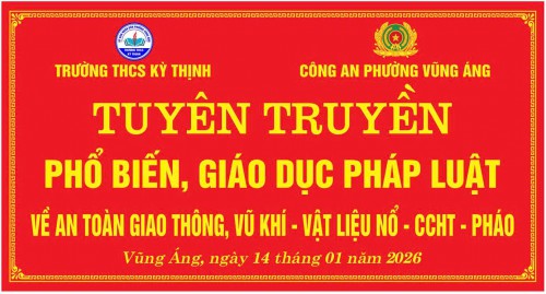 Trường THCS Kỳ Thịnh phường Vũng Áng tổ chức tuyên truyền, phổ biến pháp luật về An toàn giao thông,...